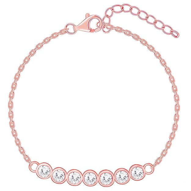 GIVA 925 Silver Rose Gold Bubble Bracelet Anklet Stud Hoop Earring Nose Pin | Gift for Women & Girls