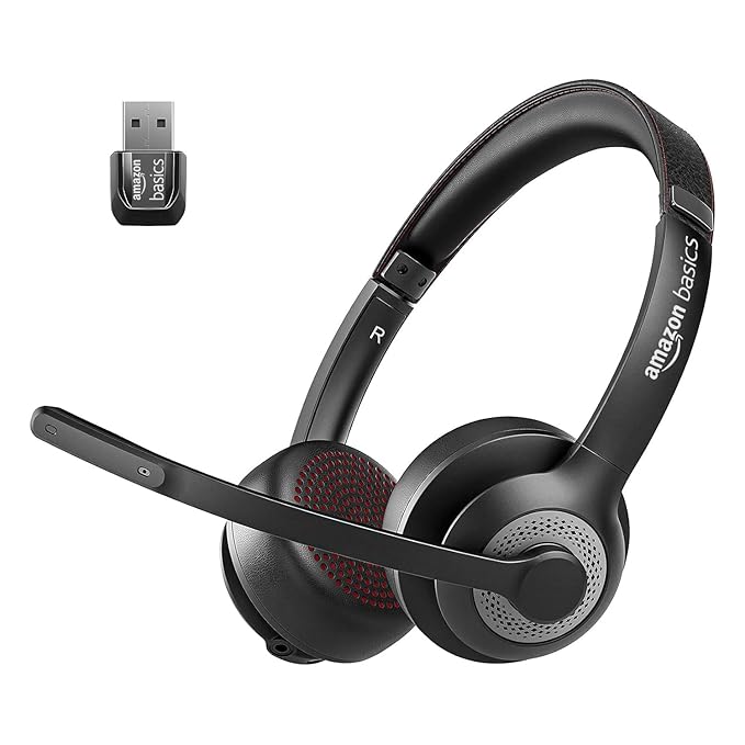Amazon Basics Pro Series Noise Cancellation Tri Mode On-Ear PC Headphone with Mic | 2.4 GHz Wireless | Bluetooth | Wired Connection | 30 Hours Playtime | 30 mm Driver | Type-C Charging Port (Black)