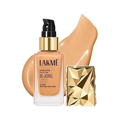 LAKME Be-Jewel Luminous Skin Tint, 25ml, for Radiant, Smooth and Luminous Finish, with Light-Reflecting Polymers, 24HR Filter-Like Wear, Foundation for Women Dry Skin, for Women- Warm Crème