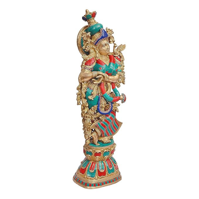 Amazon Brand - Umi Brass Krishna Idol Statue for Home Decor Temple | Height : 16 inches