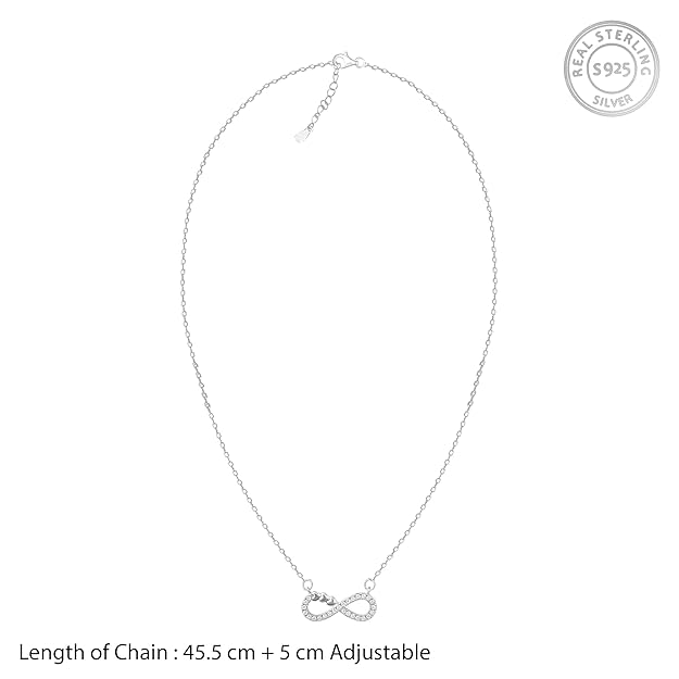 GIVA 925 Silver Infinity Heart Necklace |Gifts for Girlfriend, Gifts for Women & Girls| With Certificate of Authenticity and 925 Stamp | 6 Month Warranty