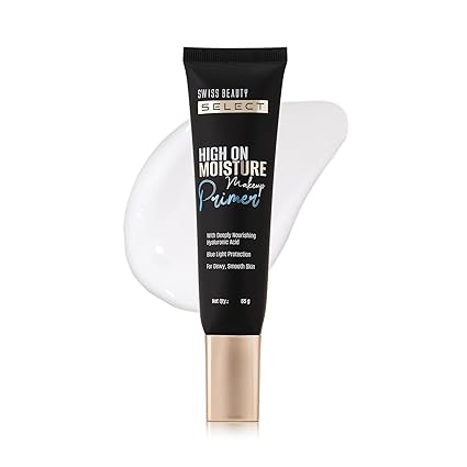 Swiss Beauty Select High On Moisture Makeup Primer | Enriched With Glycerin & Hyaluronic Acid | Protects Against Harsh Blue Light Rays | Intensely Nourishing | 65g