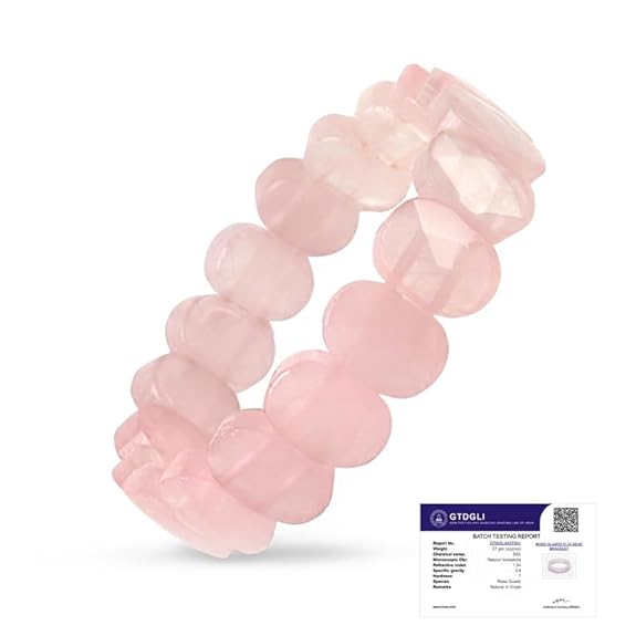 Astrotalk Rose Quartz Flat Bead Stretchable Bracelet | Rose Quartz Crystal for Women | Crystal Jewellery For Love, Calm & Emotional Balance | Gift For Women & Girls | Valentine Gift for Girlfriend