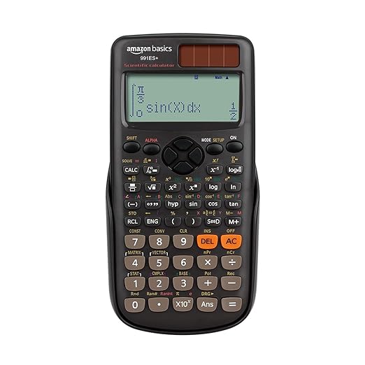 Amazon Basics 991ES Plus Scientific Calculator | 417 Functions | Four-Line Natural Display | Dual Power Solar & Battery | Engineering & Student Calculator | Black