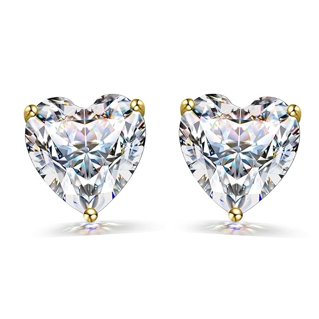 HIGHSPARK 925 Silver Solitaire Heart Earrings for Women | 92.5 Sterling Silver and Diamond like Brilliance Sparkling Zirconia for that Stunning Shine | Lovely Gift