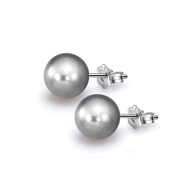 HIGHSPARK 925 Silver Classic Pearl Earrings for Women | 92.5 Sterling Silver & Brilliant Lustre Pearls | Lovely Gift for Women