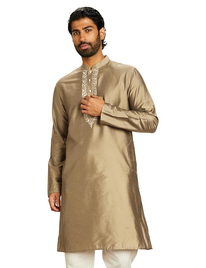 Amazon Brand - Symbol Men Festive Embellished Long Kurta (Regular Fit) Rayon