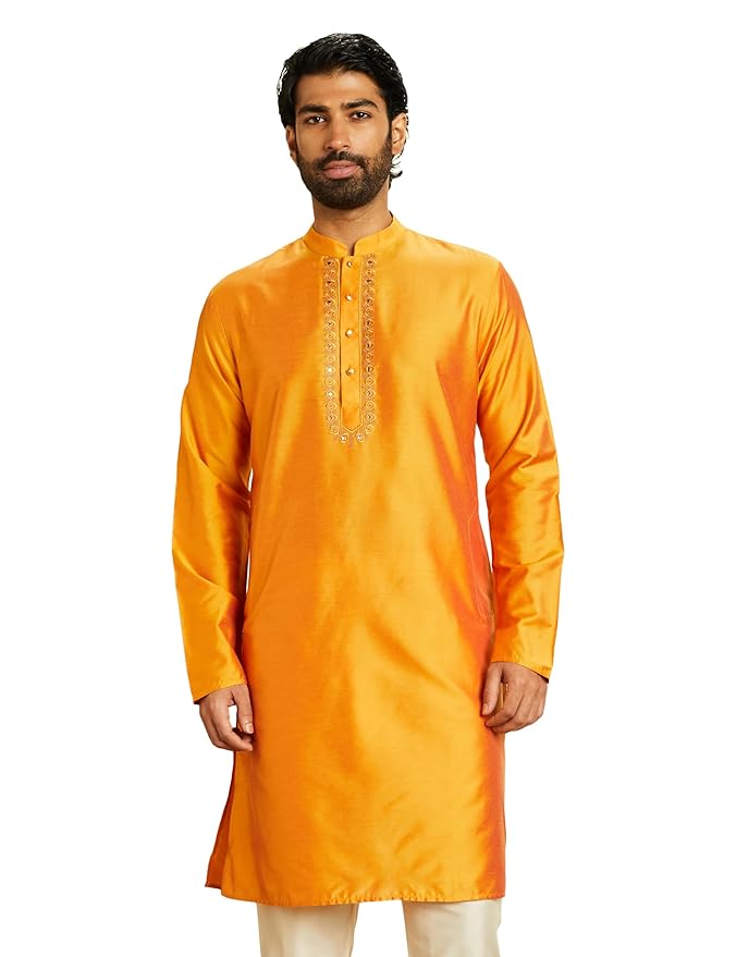 Amazon Brand - Symbol Men Festive Embellished Long Kurta (Regular Fit) Rayon