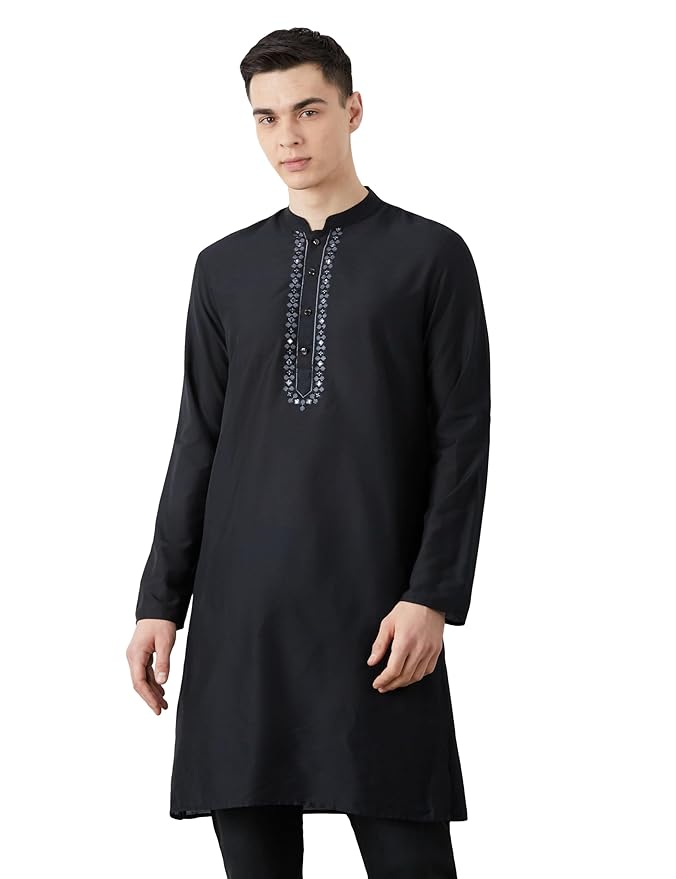 Amazon Brand - Symbol Men Festive Embellished Long Kurta (Regular Fit) Rayon