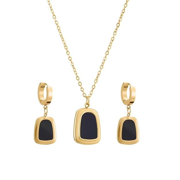 PALMONAS Black Onyx Set for Women - Gift For Women & Girls, Waterproof & Anti Tarnish
