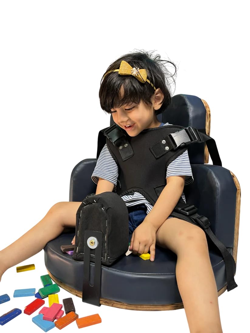 Morecare CP Corner Chair | Adaptive Floor Seater for Children with Cerebral Palsy & Special Needs | Supportive Posture Seat with Adjustable Straps (Sunflower)