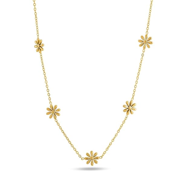 PALMONAS 18k Gold Plated Daisy Flower Necklace for Women - Jewellery Gift for Girls & Women | Waterproof & Anti-Tarnish Necklace, Stylish & Trendy Necklaces for Ladies