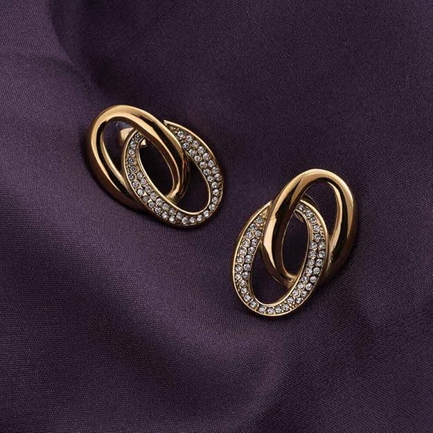 PALMONAS Elegant Interlinked Stud Earrings | Gifts For Girlfriend | Gift For Women & Girls