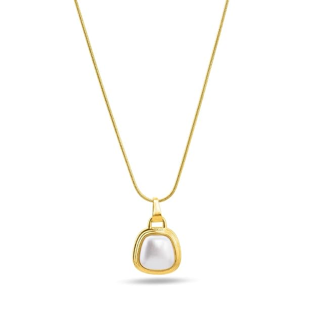 PALMONAS 18k Gold Plated Vintage Trapezium Necklace for Women - Gift for Girls & Women | Waterproof & Anti-Tarnish Necklace