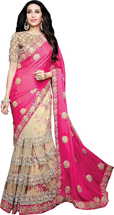 desiuyoker saree mart smart brand Women's Ruffle Saree Lycra Fabric With Blouse Piece