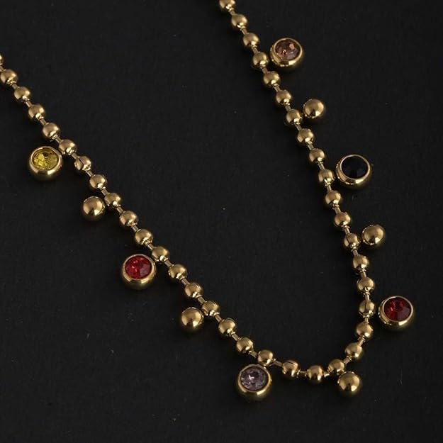 PALMONAS 18k Gold Plated Jewel Cascade Beaded Necklace for Women - Jewellery Gift for Girls & Women | Waterproof & Anti-Tarnish Necklace, Stylish & Trendy Necklaces for Ladies