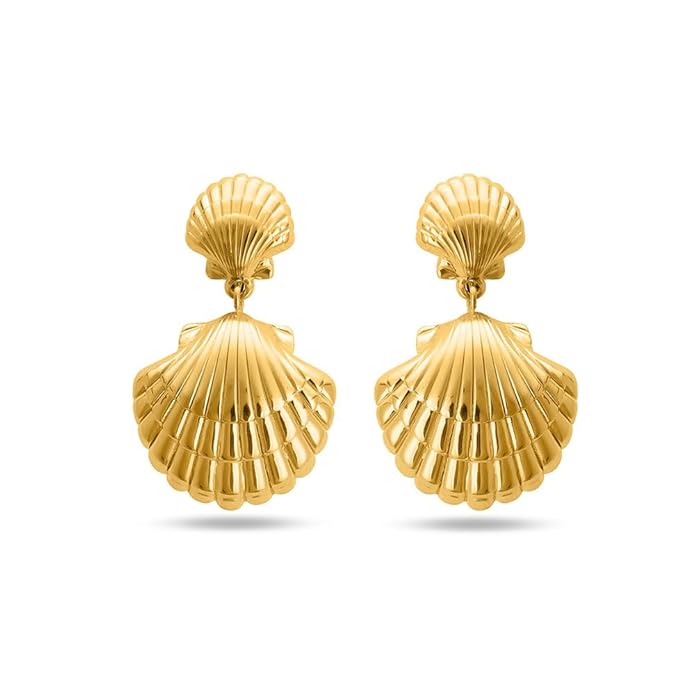 PALMONAS Shell Drop Earring for Women - Gift for Girls & Women | Waterproof & Anti-Tarnish Earrings