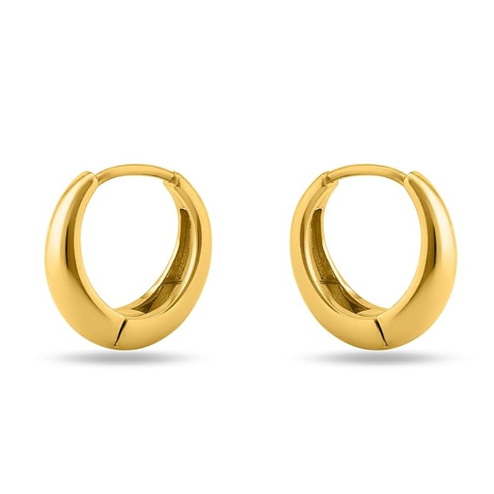 PALMONAS 18k Gold Plated Golden Crescent Hoop Earrings for Women - Jewellery Gift for Girls & Women | Waterproof & Anti-Tarnish Earrings, Demifinie Stylish Earrings for Ladies