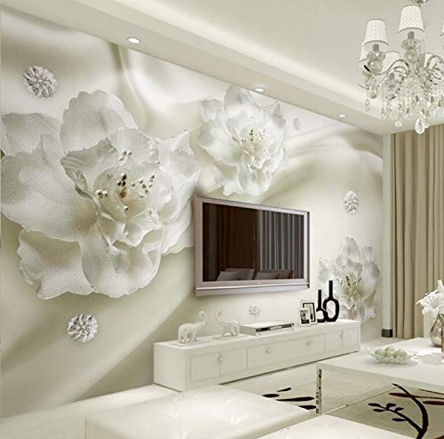 Avikalp Exclusive AWZ0007 Beautiful Light Gray Silk Flowers European Style HD 3D Wallpaper[12 ft x 9 ft] / [366 cm x 274 cm]