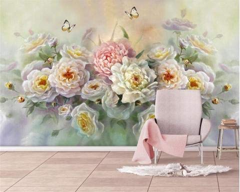 Avikalp Exclusive AWZ0033 European Rose Flower Butterfly HD 3D Wallpaper[7 ft x 4 ft] / [213 cm x 122 cm]