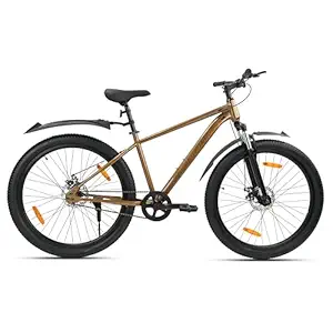 ROADGIANT Squad 27.5T| MTB | Steel Bicycle | Dual Disc Brakes | Single Speed | Front Suspension | Unisex | for All-Terrain Riding(Brown)