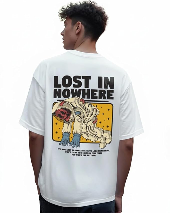 Bewakoof Men's Cotton Printed Oversized Fit Half Sleeve Round Neck T-Shirt | Casual Wear | Street Wear | Oversized t Shirt for Men Cotton | Baggy