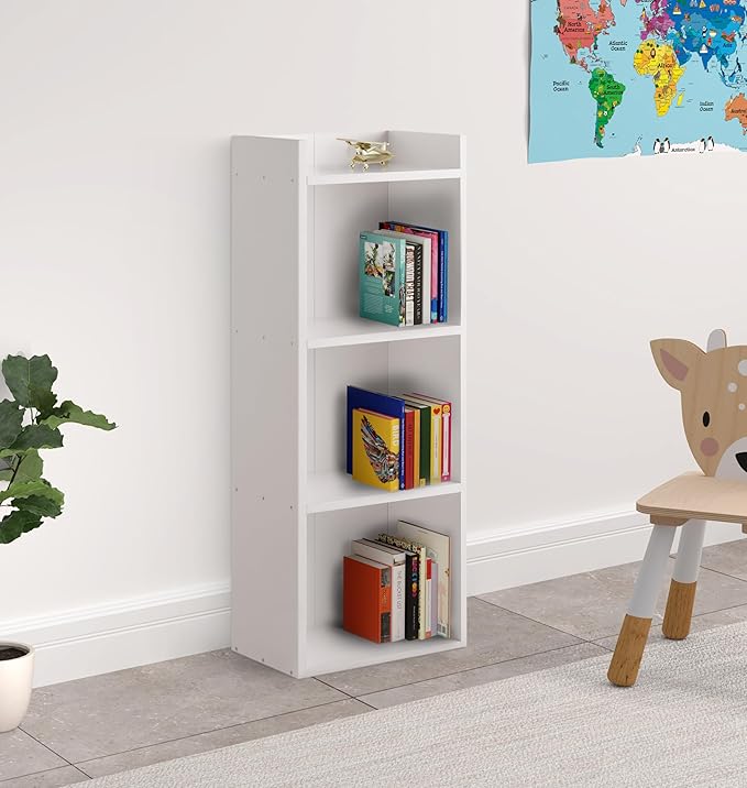 Amazon Brand - Solimo 3-Shelf Engineered Wood Bookshelf and Display Unit |White