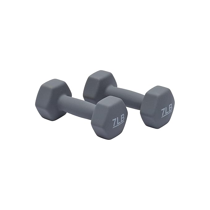 amazon basics Neoprene Dumbbells, Set Of 2, (3.2 Kgs Each ), Light Grey
