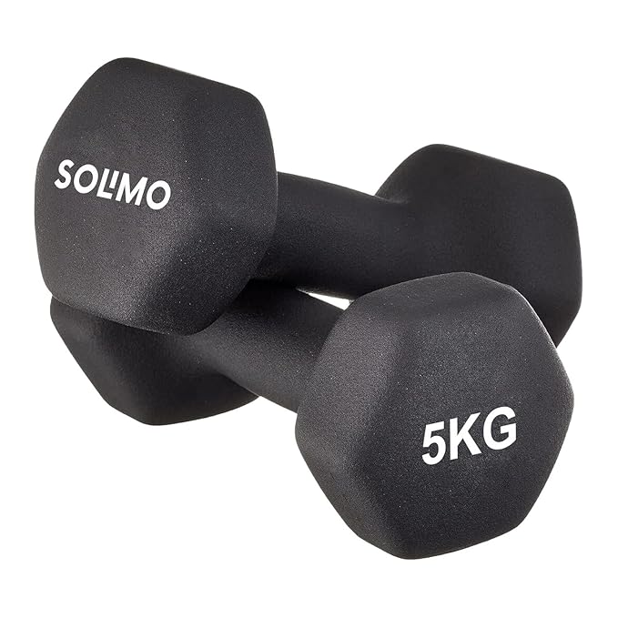Amazon Brand - Solimo Neoprene Dumbbell 5 Kg, Set of 2 (Black)