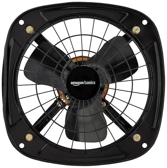 Amazon Basics High Speed Exhaust Fan I 3 Heavy Duty Blades | Rust Resistant Body | RPM 2600 | 9 inch/225mm Sweep Length (Black)