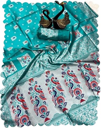 Harshiv enterprise Pure Original Kanchi pattu Kanjivaram Zari weaving silk Royal Kalamkari desinger Saree With Blouse piece for Wedding