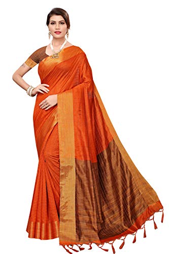 Sai Hevan Women's Georgette Saree With Unstitched Blouse Piece, Orange