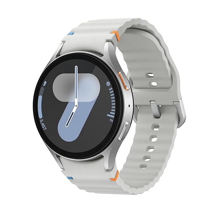 Samsung Galaxy Watch 7 (44mm, Silver, BT+LTE) with 3nm Processor | Dual GPS | Sapphire Glass & Armour Aluminum | 5ATM & IP68 | HR, SpO2, BP & ECG Monitor