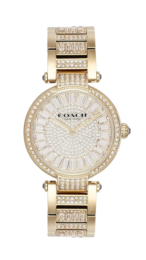 Coach Cary Qtz Basic Gold Round Dial Women's Watch|Stainless SteelMaterial|Gold Color Band - 14504268