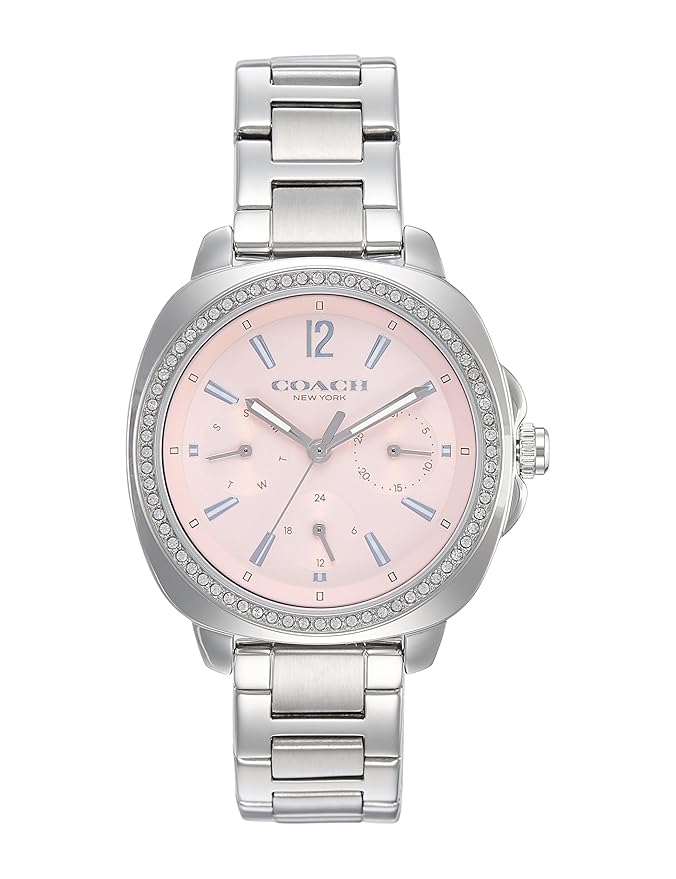 Coach Kitt Qtz Multifunction Blush Tonneau Dial Women's Watch|Stainless Steel Material|Silver Color Band - 14504392