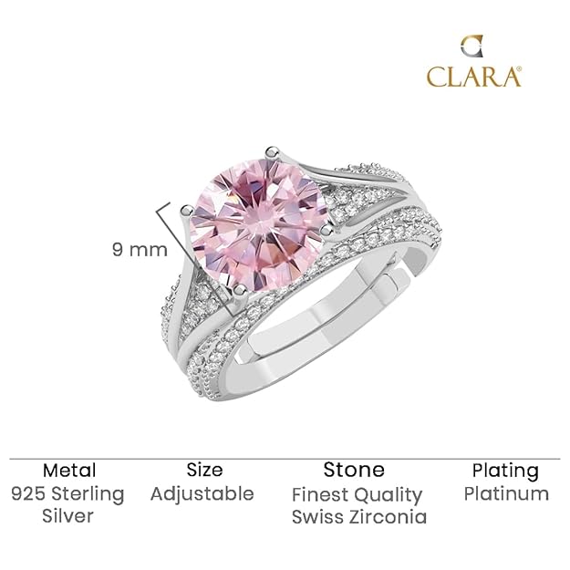 Clara 925 Sterling Silver Sky Blue Heart Pendant Earring Chain Bracelet Ring Jewellery Set | Rhodium Plated, Swiss Zirconia | Gift for Women & Girls