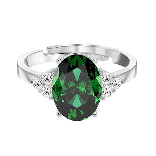 Clara 925 Sterling Silver Oval Stone Ring with Adjustable Band | Gift for Women Wife Girlsclara