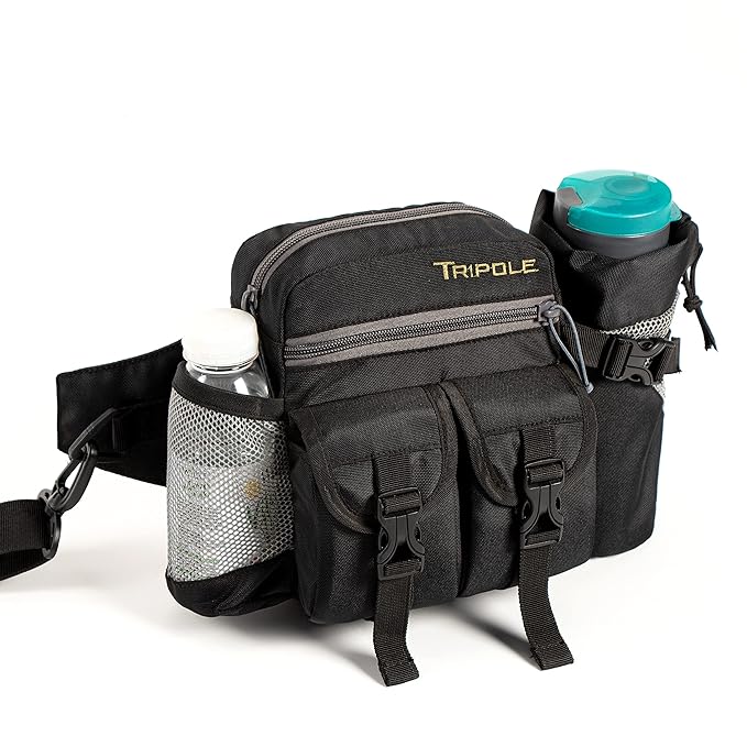 Tripole Waist Pack with Detachable Bottle Holder - Multi-Utility Waist and Sling Bag for Hiking, Cycling, and Backpacking