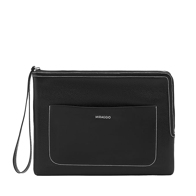 Miraggio Alex 14 Inch Laptop Sleeve With Zip Around Closure & Multiple Interior & Exterior Pockets | Laptop Sleeve For Office Use (Black)