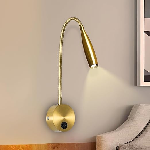 Smartway® Zelix Gold 4 Watt LED Wall Lamp Warm White | Modern Decorative Bedside Wall Light | Wall Mounted Indoor Lighting for Living Room Bedroom Hallway | Energy Efficient Design | 1-Year Warranty