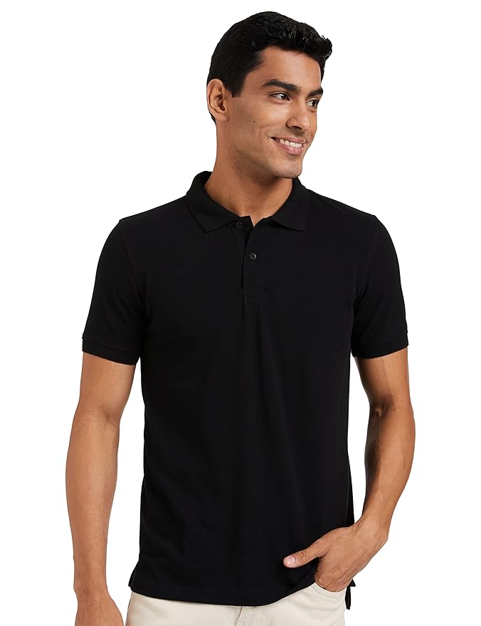 Amazon Brand - Symbol Men's Cotton Rich Solid Polo Tshirt | Collar Tshirts | Half Sleeves | Plain-Regular Fit (Available in Plus Sizes and Combo Pack of 2)