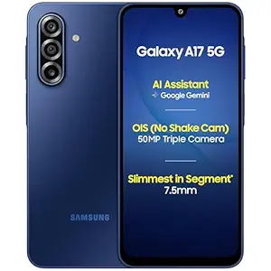 Samsung Galaxy A17 5G (Blue, 6GB RAM, 128GB Storage) | 50 MP No Shake Camera | Gemini Live | Circle to Search | Super AMOLED | Corning Gorilla Glass Victus | 7.5mm Sleek | AI