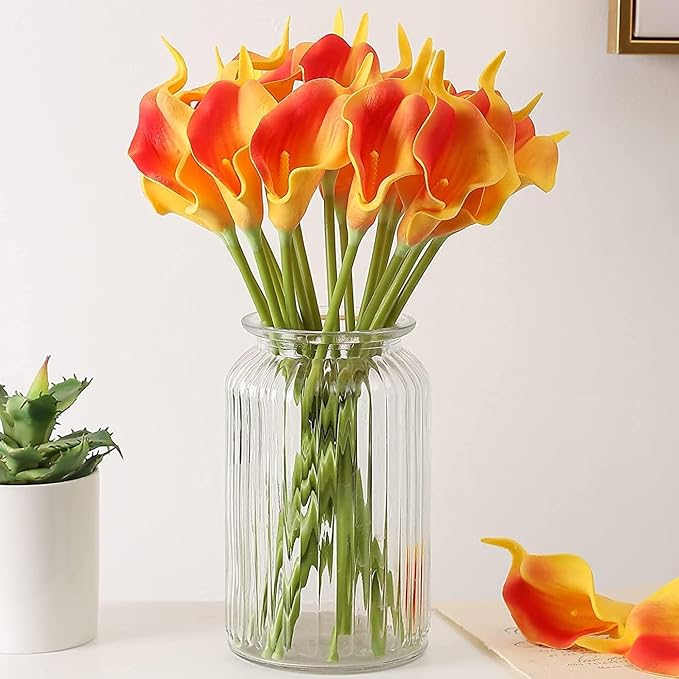 TIED RIBBONS 10 Pcs Artificial Calla Lily Flowers Bunch for Vase&Flower Pots (33 Cm Each, Multi) Home Decor Item for Living Room Centerpiece Corner Table Decorations (Pot Not Included) - Silk