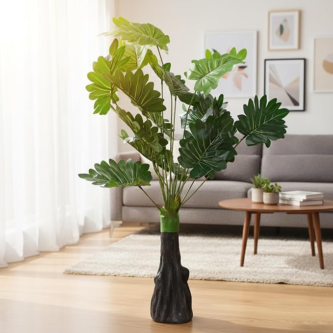TIED RIBBONS Artificial Tropical Philodendron Plant for Home Décor | 3ft Lush Green Faux Indoor Plant with Large Leaves | Decorative Floor Standing Tree for Living Room, Office & Balcony Decoration