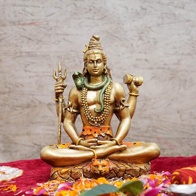 TIED RIBBONS Resin Lord Shiva Statue Blessing Big Idol Sculpture Murti Showpiece (Large, 20 cm X 17 cm) - Decoration Items for Home Decor Living Room Mandir Temple Pooja Room Table Decorative Gifts