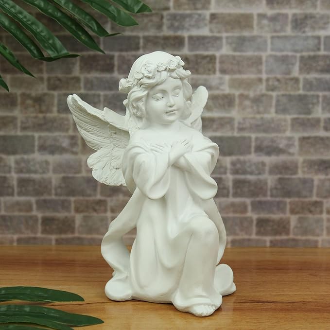 TIED RIBBONS Decorative Angel Figurine Statue Showpiece (Resin, 20.3 cm x 12.7 cm) for Home Office Table for Family and Friends, Decorations Items for Home