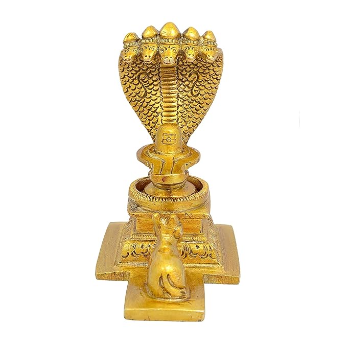 AONA Brass Shiv Ling/Shiva Linga with Nandi (Gold, Height 4.6 Inch)