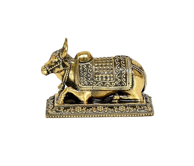 AONA Brass Nandi Statue Idol for Home Decor Temple | Height : 2 Inch