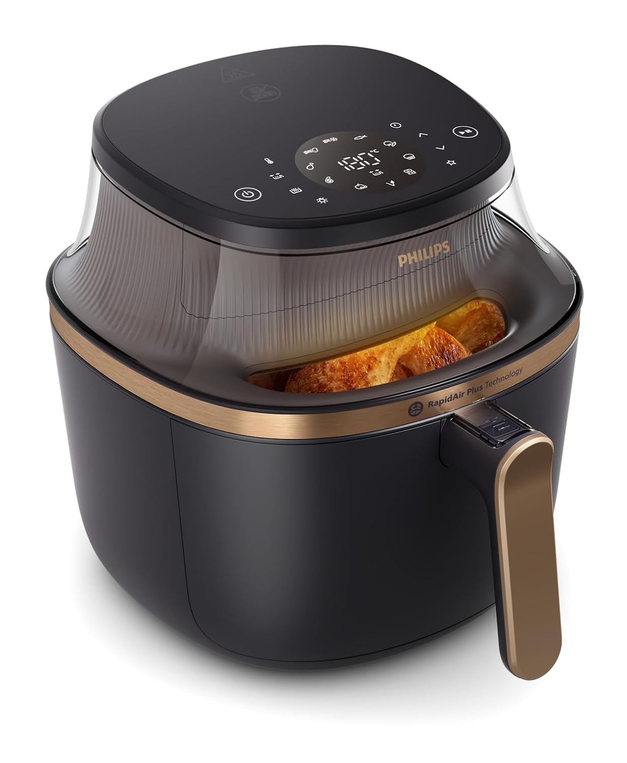 Philips Air Fryer (7.2L) with ChefView Cooking Window, 16-in-1 Functions: Air Fry, Bake, Grill, Dehydrate & Ferment, Rapid Air Plus Starfish Design, Up to 90% Less Oil, Award-Winning Design NA342/00