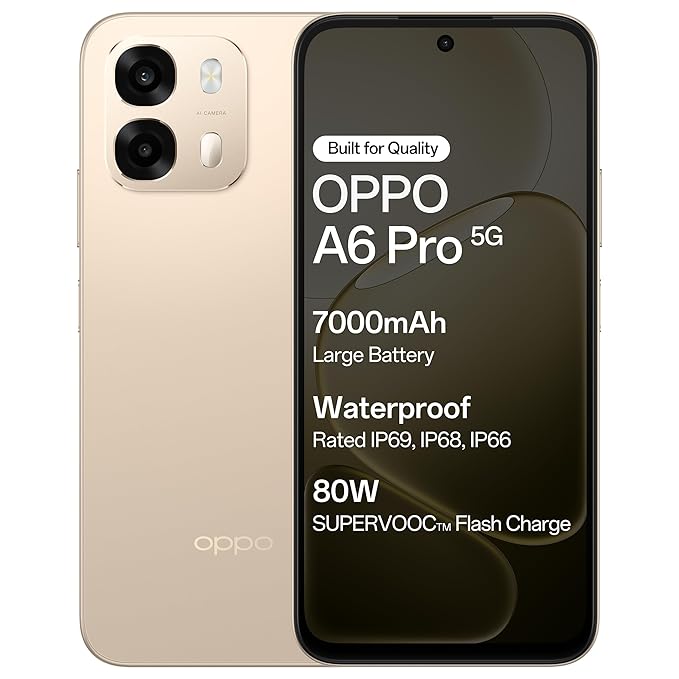 Oppo A6 Pro 5G (Gold, 8GB RAM, 128GB Storage) with No Cost EMI/Additional Exchange Offers